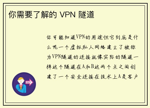 你需要了解的 VPN 隧道 